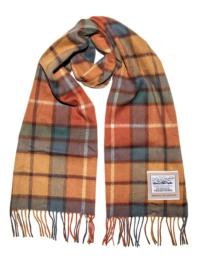 Pure Wool Tartan Check Scarf - Autumn Check | Aran Sweater Market
