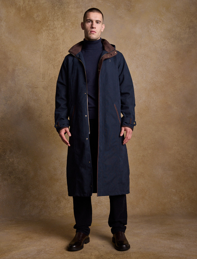 Emmet Waterproof Long Coat - Navy | Aran Sweater Market