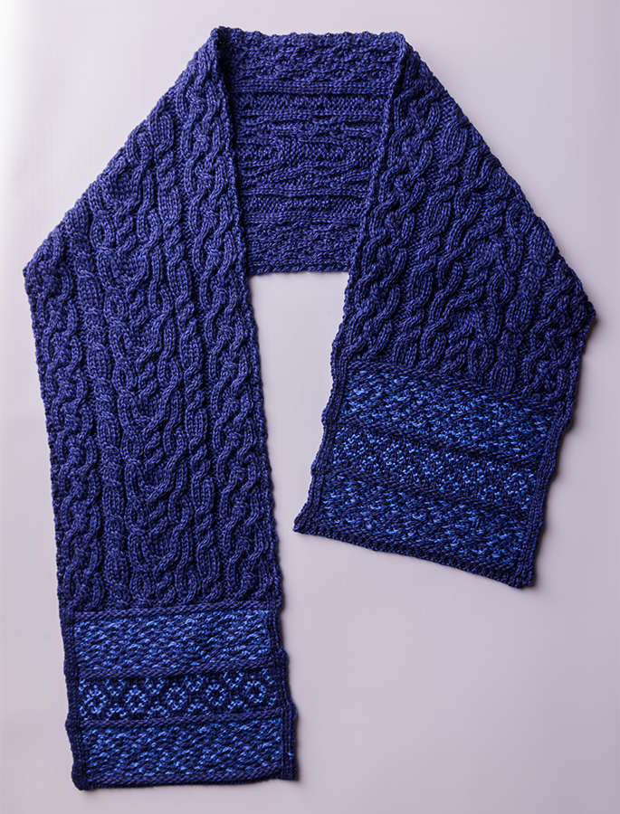 Beatrix Chunky Fairisle Merino Wool Scarf- Pebble