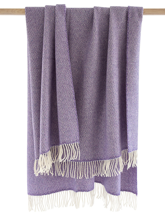 Luxury Cashmere Wool Throw - Lavender Purple | Aran Sweater Market