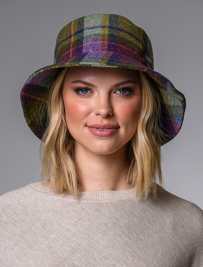 Ladies Erin Bucket Hat Multi Vernal Plaid Aran Sweater Market
