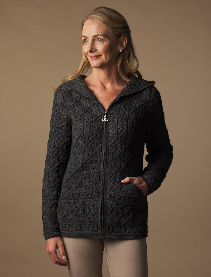 Side Button Collar Aran Cardigan | Aran Sweater Market