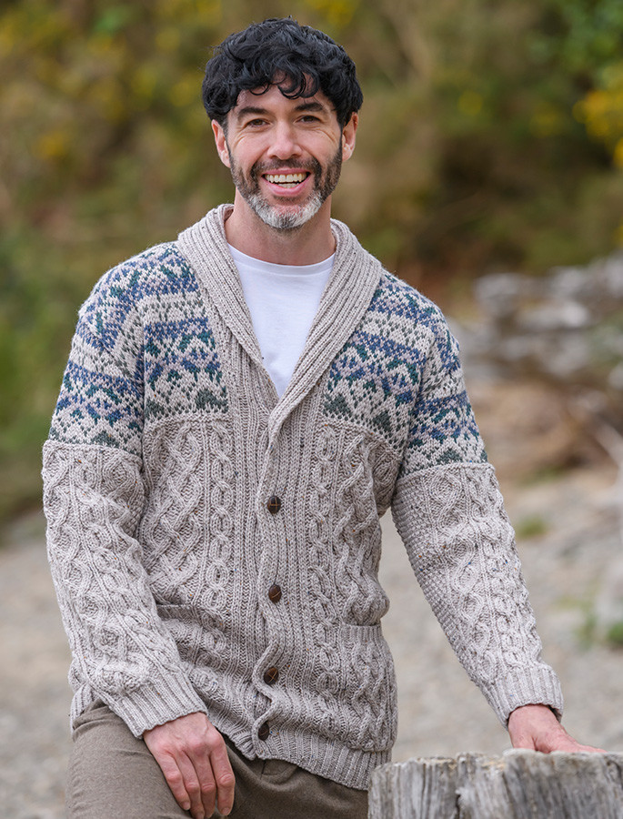 Men's Full Zip Cardigan with Pockets Irish Cardigans
