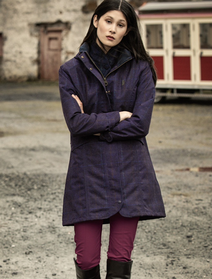 【新品】レインコート2way scallop water proof coat Sophia Waterproof Coat - Navy Windowpane | Aran Sweater Market