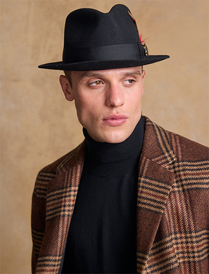 Men's Kildare Trilby Felt Hat Black Aran Sweater Market