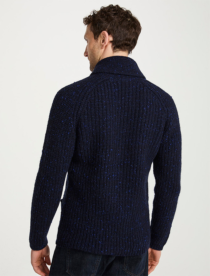 Men's Donegal Wool Rib Shawl Cardigan | Aran Sweater Market