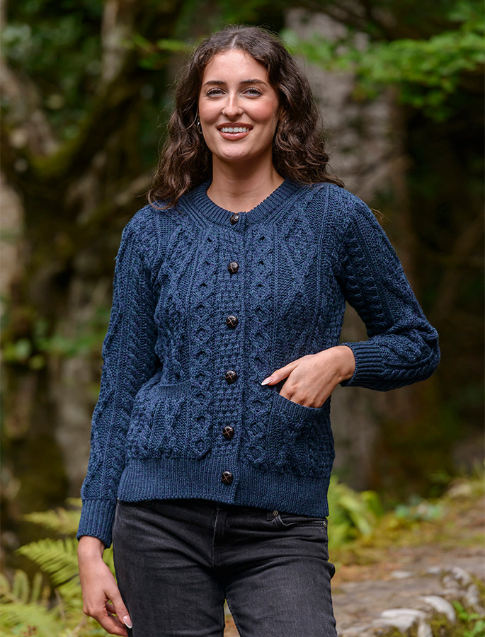 Cardigan Aran Sweater Aran Woollen Mills Irish Aran Sweater: 100