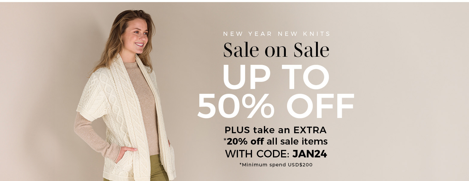 Sale on Irish Knitwear, Aran Sweaters & Cardigans