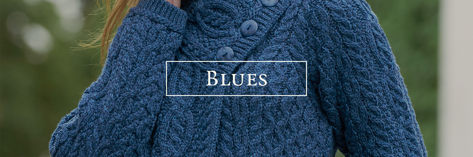 Aran Cable Knit Long Hooded Cardigan in Mallard Blue