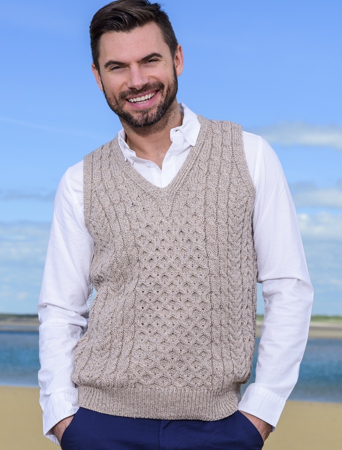 mens wool slipover, mens wool vest 