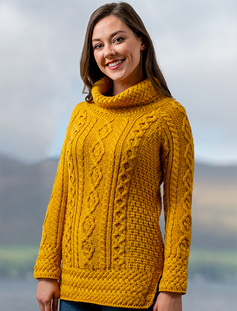 yellow sweater, yellow tunic sweater