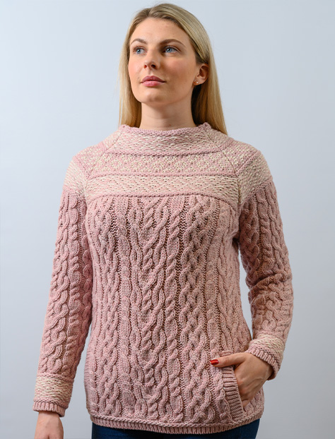 pink aran sweater