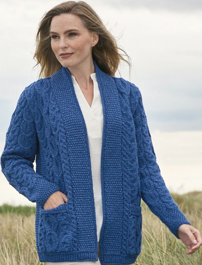 ladies cardigan, ladies blue cardigan