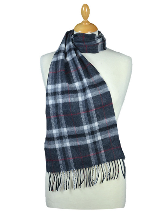 Grey Plaid Fine Merino Scarf, 100% wool scarf | Aran Sweater Market