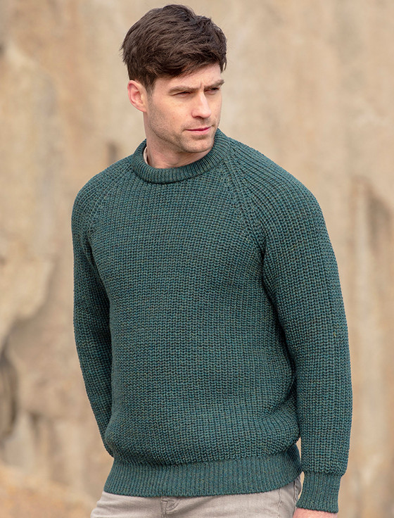 Mens Heavyweight Traditional Aran Wool Sweater