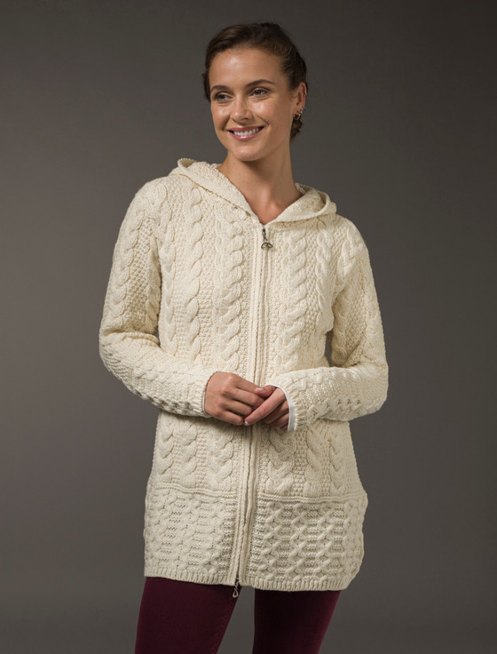 Women's Heavyweight Traditional Aran Wool Sweater