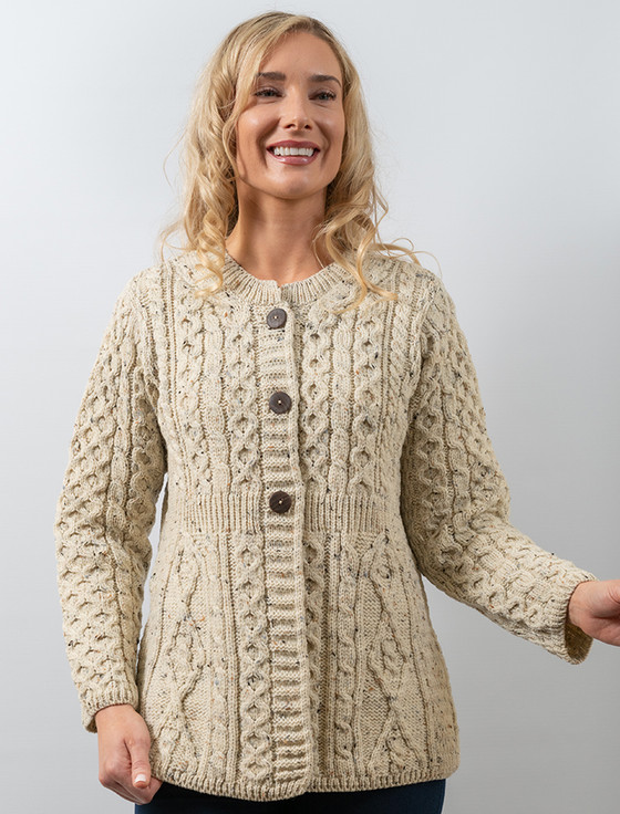 Women's Aran Cable Knit Merino Sweater - Medium