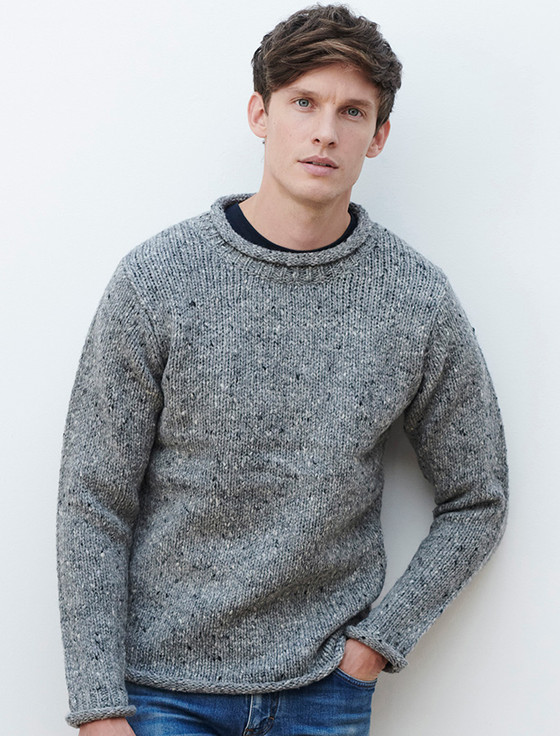 Roll Neck Sweater Men, Aran Fisherman Sweater, Mens