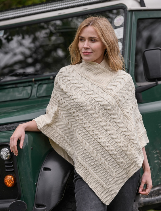 Aran Cable Poncho, Poncho, Wool Poncho | Aran Sweater Market