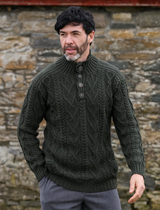 Buttoned Merino Wool Sweater [Free Express Shipping Offer]