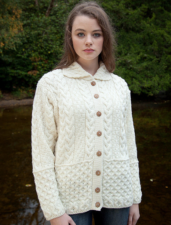 Honeycomb Cardigan | Ladies Woolen Cardigan | Aran.com