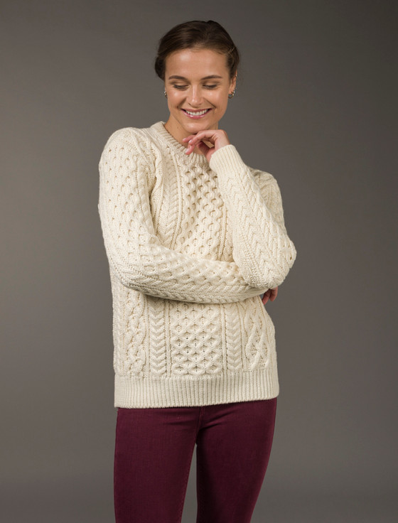 Women's Heavyweight Merino Wool Aran Sweater