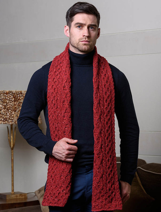 Men's Wool Cashmere Aran Honeycomb Scarf | Forest Glade | Aran Sweater Market