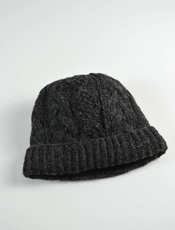 Aran Honeycomb Hat & Scarf Set-Grey - Quills Woollen Market