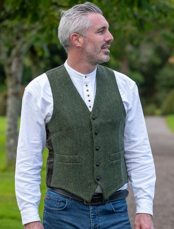 Donegal Tweed Waistcoat Green Aran Sweater Market