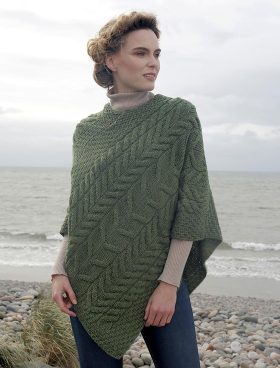 Super Soft Cable Stitch Poncho | Aran Sweater Market