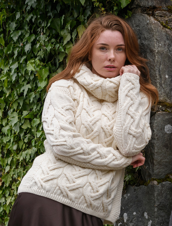 Super Soft Cable Cowl Neck Aran [Free Shipping Express Offer]