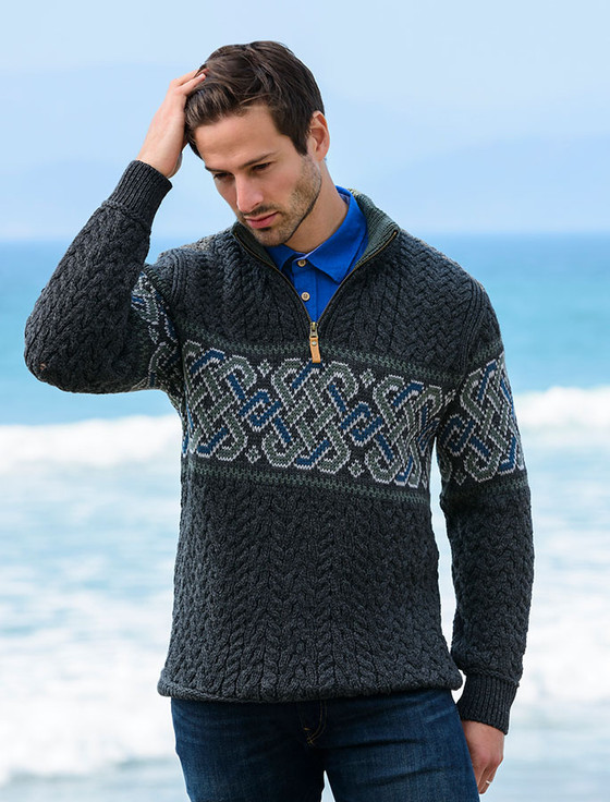 UNISEX CELTIC JACQUARD CREW NECK SWEATER: C5349