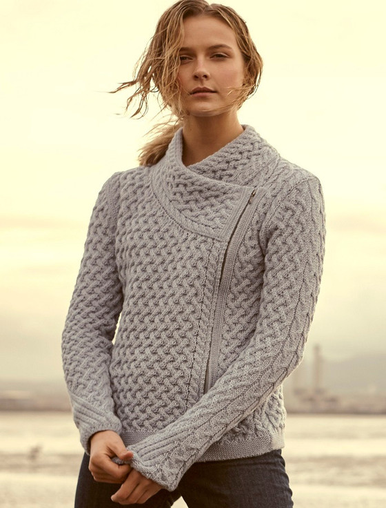 Cable Knit Jacket, Side Zip, | Aran Sweater Market
