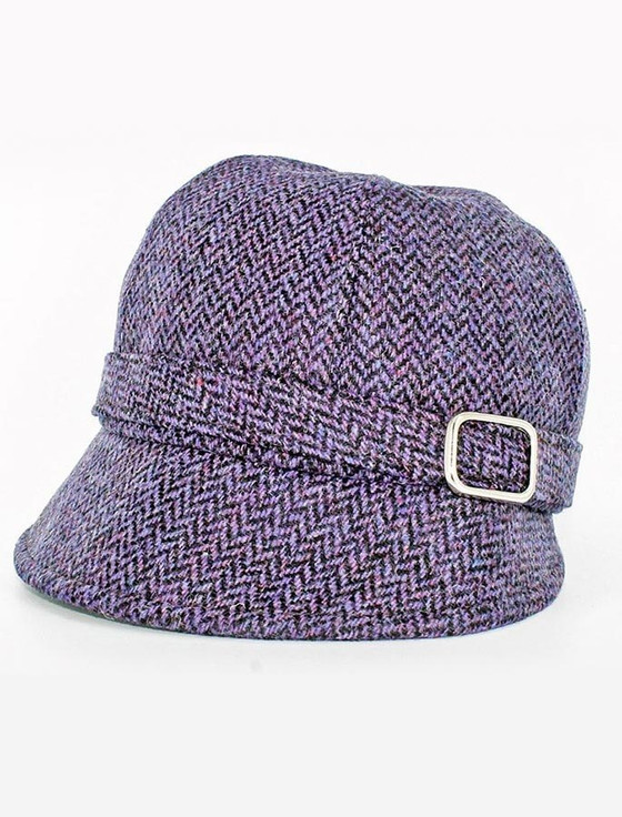 Ladies Tweed Flapper Cap - Purple 