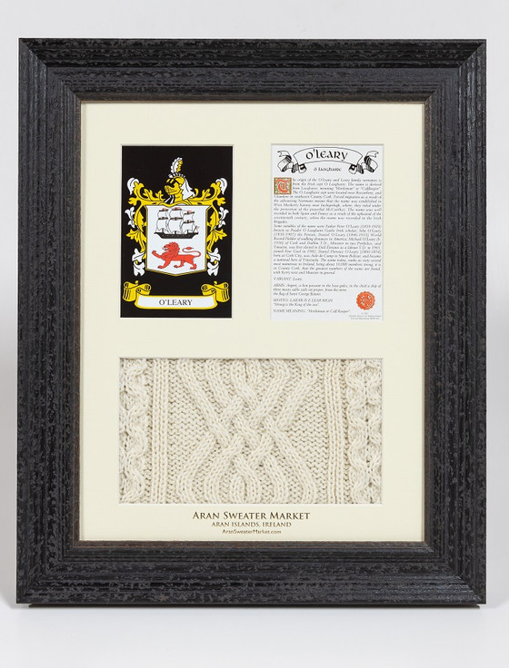 O'Leary Clan Aran & History Display Original O'Leary Name Pattern