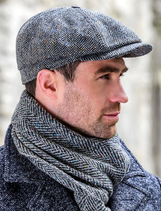 Donegal Tweed Mens Gatsby Cap - Brown