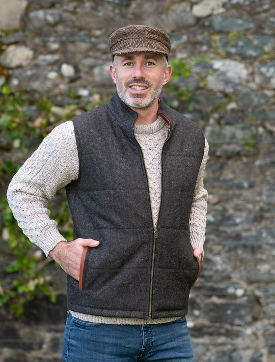 Men's Tweed Body Warmer - Brown