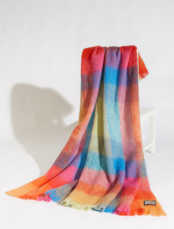 Mohair Throw - Multi Colour Block