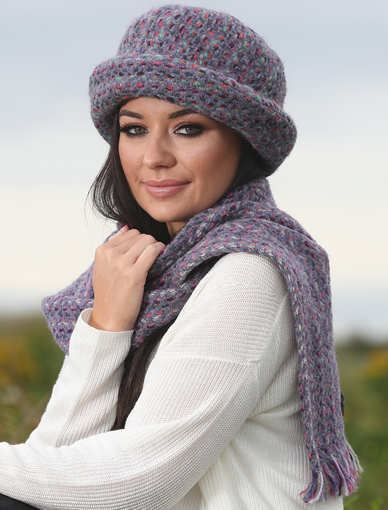 Oversized Scarf Beige, Light Brown and Off-White Wool and Mohair Blend