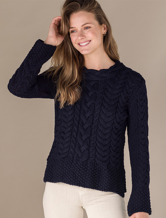 Women's Side Slit Tunic Aran Sweater [Free Express Shipping Offer]