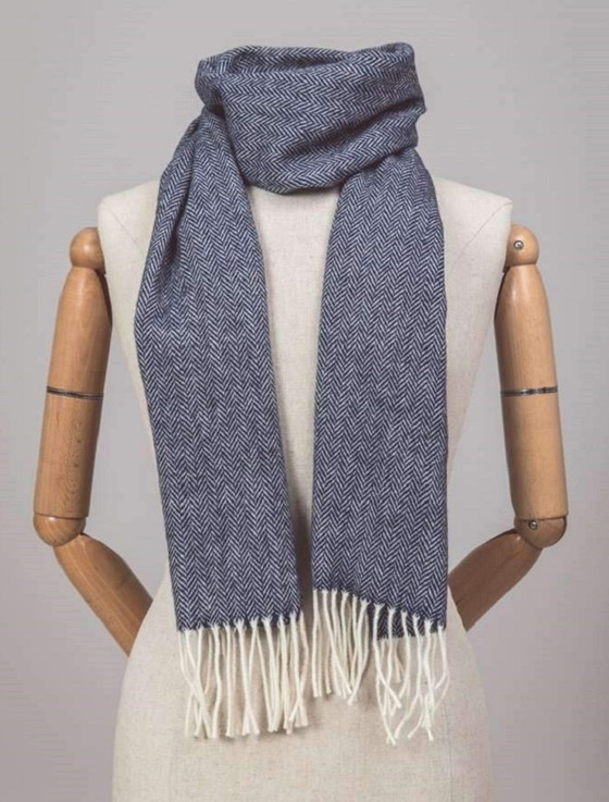 Lambswool Scarf - Grey Herringbone | Foxford Woolen Mills
