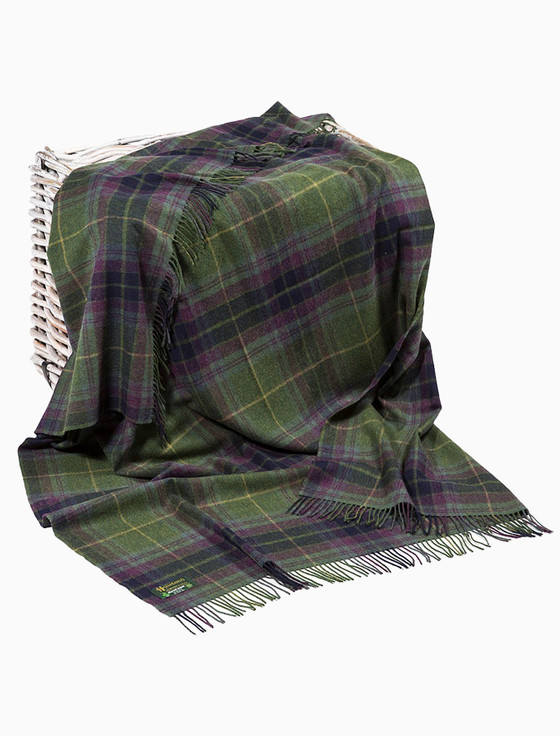 Lambswool Plaid Throw Green Navy Wine