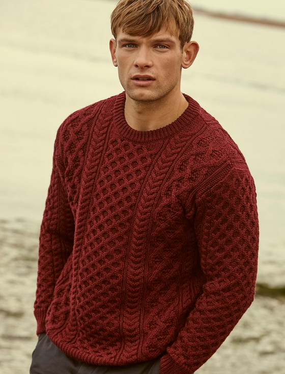 Mens red cable knit clearance sweater