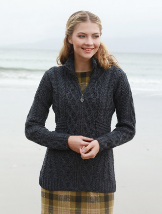 Cable Aran Cardigan with Zipper, For Women | Aran.com