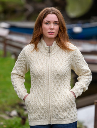 Plated Cardigan with Celtic Zip | Aran Sweater Market