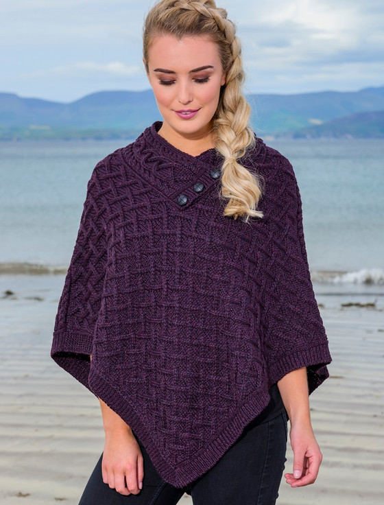 S'YTE FRENCH TERRY RANDOM STITCH PONCHO Crochet PONCHO - Easy