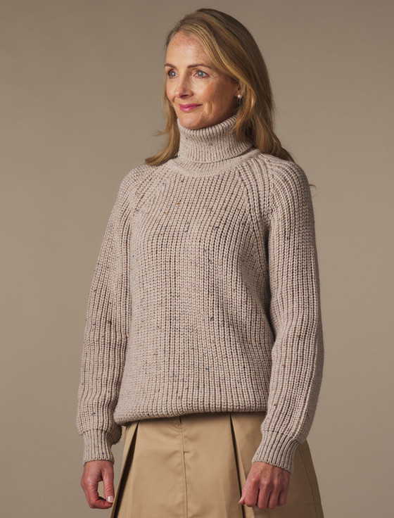 Women's Merino Ribbed Turtleneck Sweater, Irish