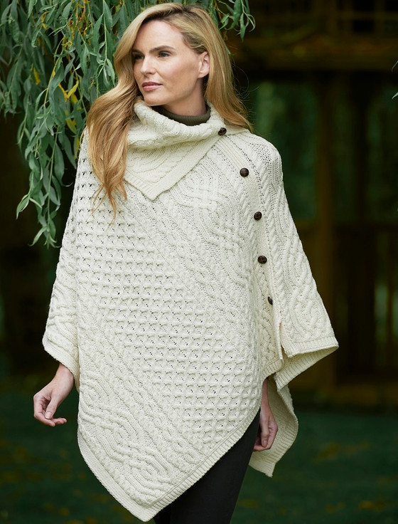 South Beach Cream Knitted Polar Neck Poncho