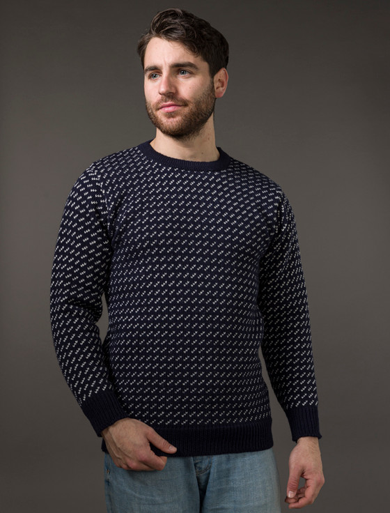 Blue Cables Knit Sweater for Man Oversized Man Pullover -  Norway