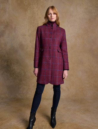 Sinead Tweed Coat - Rose Herringbone Check